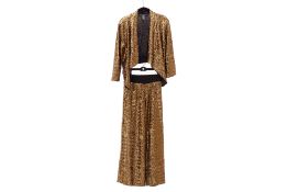 A JULIAN CHANG METALLIC BRONZE GOLD SEQUINNED SUIT