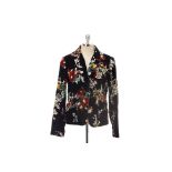 A KENZO BLACK FLORAL VELVET BLAZER