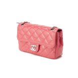 A CHANEL PINK PATENT LEATHER SMALL CLASSIC FLAP