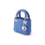 A CHRISTIAN DIOR BLUE QUILTED MICRO LADY DIOR