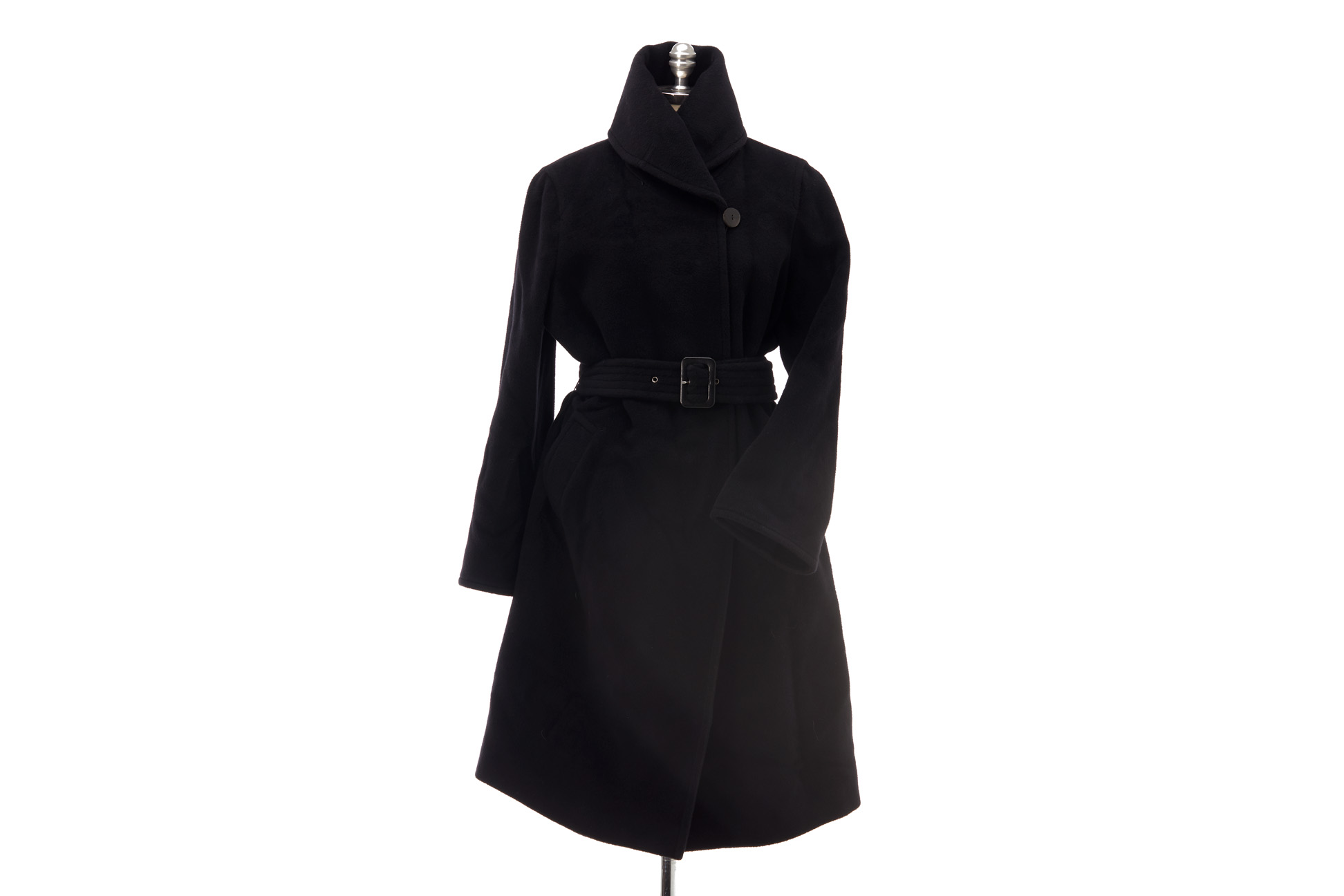 AN ARMANI COLLEZIONI BLACK WOOL COAT