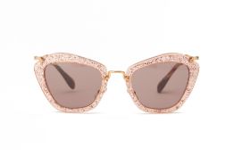 A PAIR OF MIU MIU PINK GLITTER SUNGLASSES