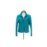 A BURBERRY TEAL DIAMOND QUILTED JACKET