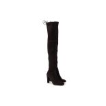 A PAIR OF STUART WEITZMAN SUEDE HEELED BOOTS US 9