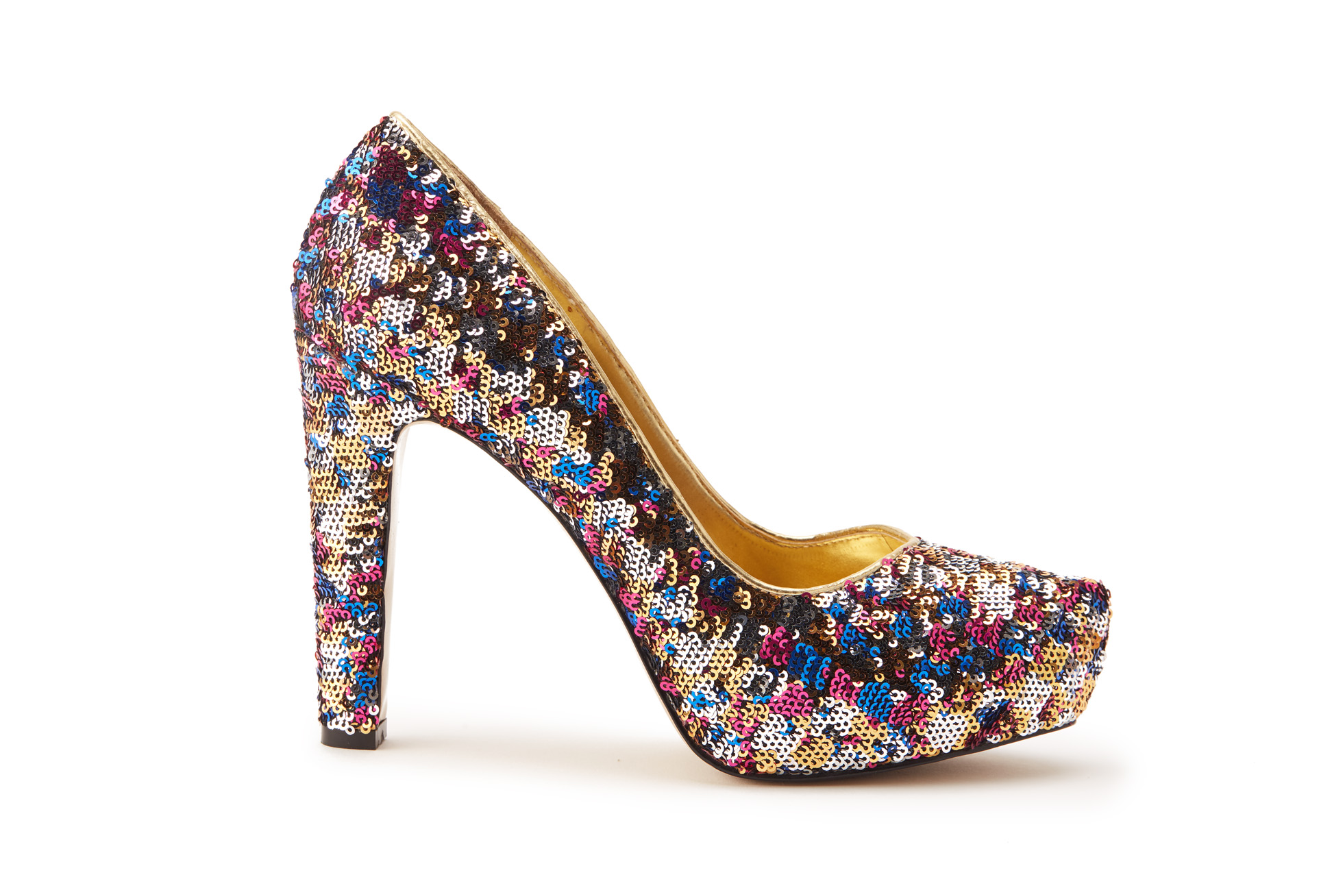 A PAIR OF NINE WEST MULTI COLOUR SEQUIN HEELS US 8 - Image 2 of 4