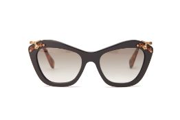 A PAIR OF MIU MIU BLACK SUNGLASSES