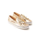 A PAIR OF KATE SPADE GOLD GLITTER SNEAKERS EU 39