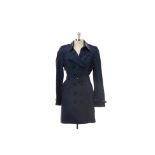 A BURBERRY NAVY BLUE MID LENGTH TRENCH COAT