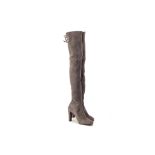 A PAIR OF STUART GREY WEITZMAN HEELED BOOTS US10