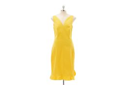 AN OSCAR DE LA RENTA BRIGHT YELLOW COTTON DRESS