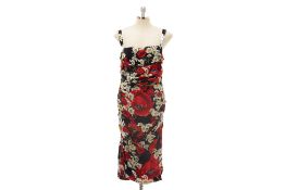 A DOLCE & GABBANA POPPY & DAISY PRINTED SILK DRESS