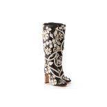 A PAIR OF DOLCE & GABANNA CAMEO & BLACK JEWELLED BOOTS