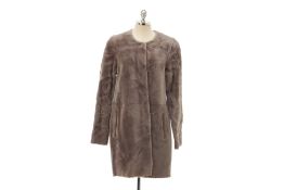 AN L.K.BENNETT 'CT ANTHEA' GREY SHEEP SKIN COAT