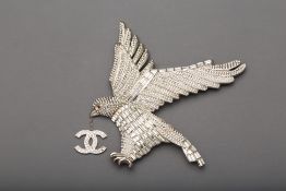 A CHANEL CRYSTAL ENCRUSTED EAGLE BROOCH