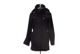 A BURBERRY BLACK HOODED PARKA