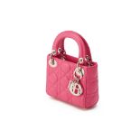 A CHRISTIAN DIOR PINK QUILTED MICRO LADY DIOR