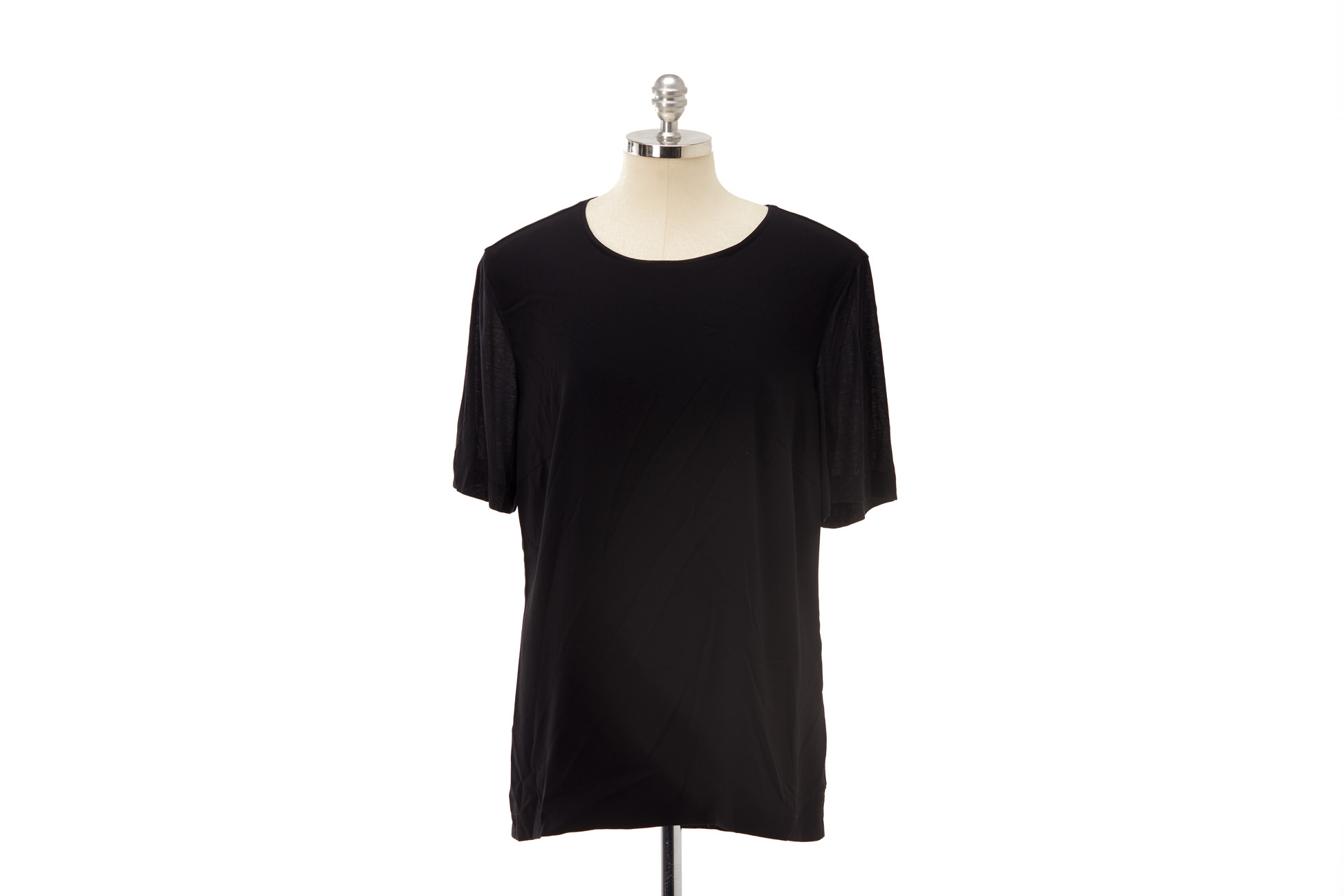 AN ESCADA 'NAAR' BLACK SILK T-SHIRT