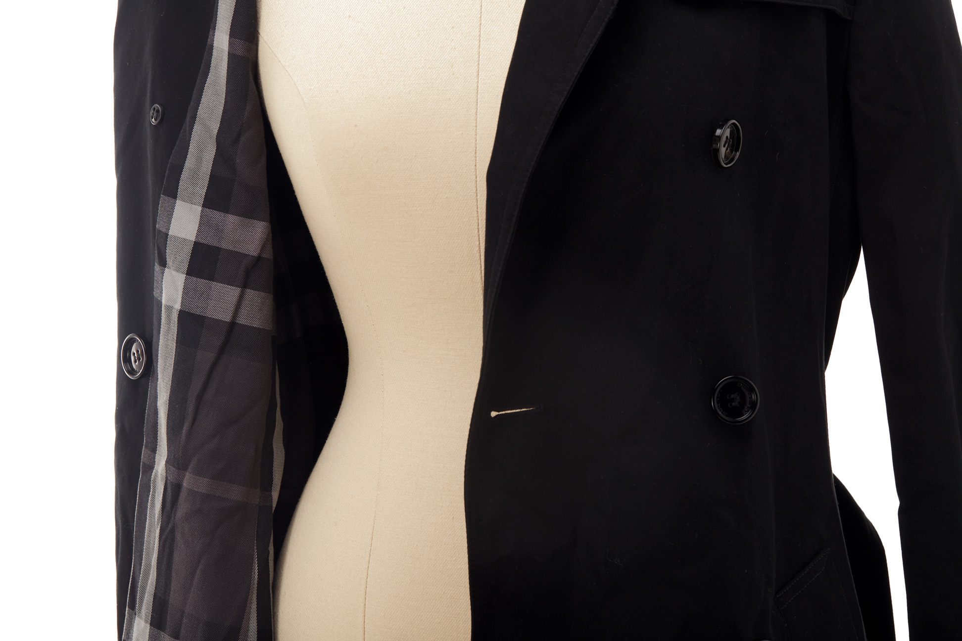 A BURBERRY BLACK MID-LENGTH TRENCH COAT - Image 5 of 5