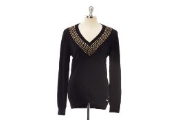 A MICHAEL KORS GOLD EMBELLISHED BLACK JUMPER