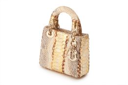 A CHRISTIAN DIOR PYTHON SKIN MINI LADY DIOR