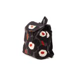 A MARIMEKKO FLORAL BLACK CANVAS BACKPACK