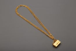 A CHANEL GOLD TONE CLASSIC FLAP NECKLACE