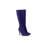 A PAIR OF DUO BLUE SUEDE KNEE HIGH BOOTS EU40
