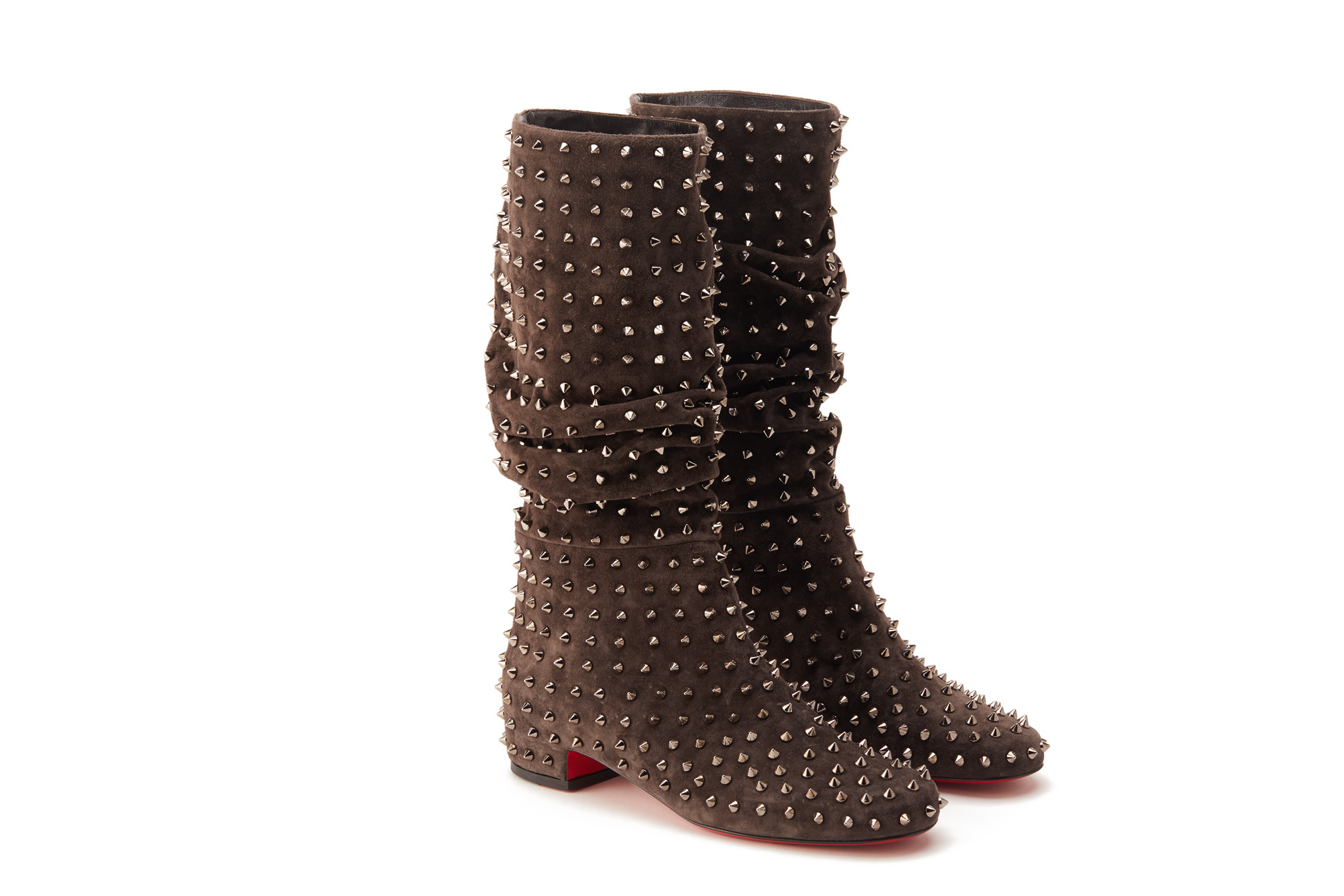 A PAIR OF CHRISTIAN LOUBOUTIN SPIKED BOOTS EU 41