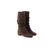 A PAIR OF CHRISTIAN LOUBOUTIN SPIKED BOOTS EU 41