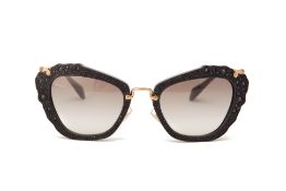 A PAIR OF MIU MIU BLACK EMBELLISHED SUNGLASSES