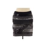 A MARCIANO BLACK EMBELLISHED PENCIL SKIRT