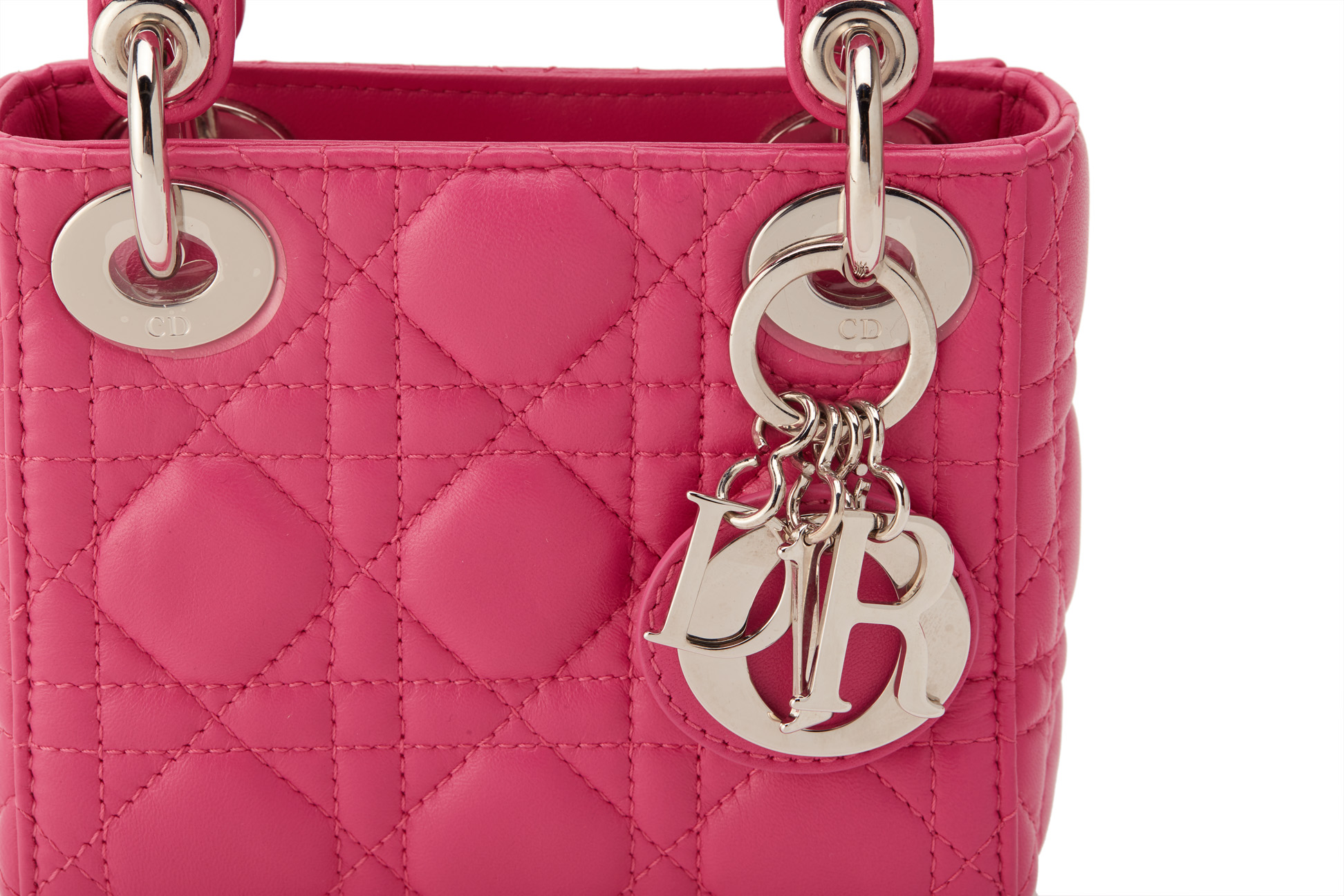 A CHRISTIAN DIOR PINK QUILTED MICRO LADY DIOR - Image 3 of 5