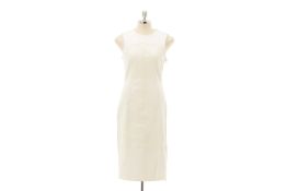 AN L.K.BENNETT 'DR SWAN' WHITE LEATHER SHIFT DRESS