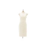 AN L.K.BENNETT 'DR SWAN' WHITE LEATHER SHIFT DRESS