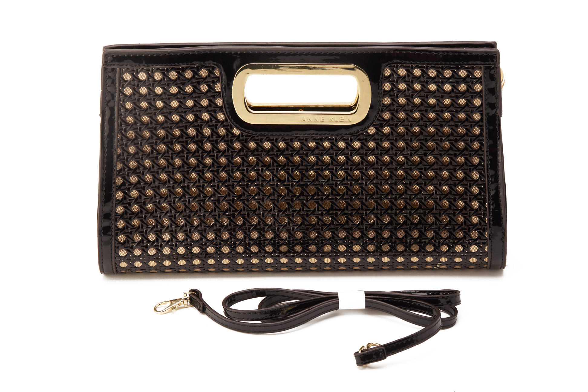 AN ANNE KLEIN BLACK PATENT LEATHER CLUTCH - Image 2 of 3