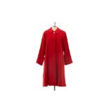 A BURBERRY LONG RED WOOL & CASHMERE COAT