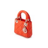 A CHRISTIAN DIOR ORANGE QUILTED MICRO LADY DIOR