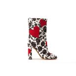 A PAIR OF DOLCE & GABBANA RED HEART & ROSES BOOTS EU 39