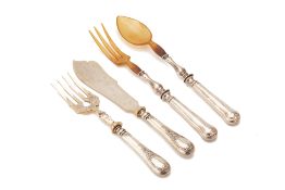 TWO PAIRS OF SILVER PLATED SERVING UTENSILS