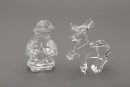 TWO BACCARAT SANTA CLAUS & REINDEER FIGURINES