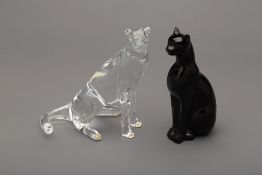 TWO BACCARAT CRYSTAL FIGURES OF CATS