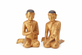 A PAIR OF THAI GILT WOOD MONKS