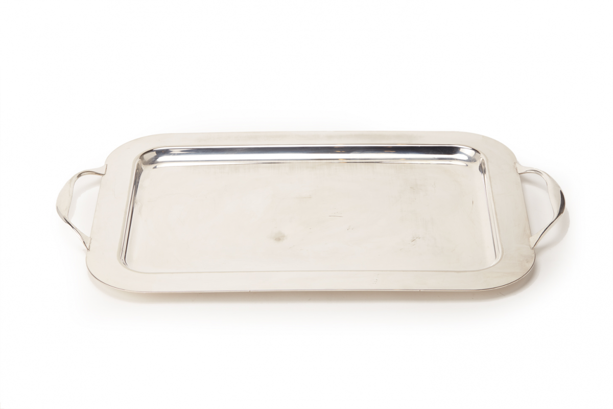 A LARGE SILVER PLATED TWIN HANDLED TRAY - Image 2 of 2