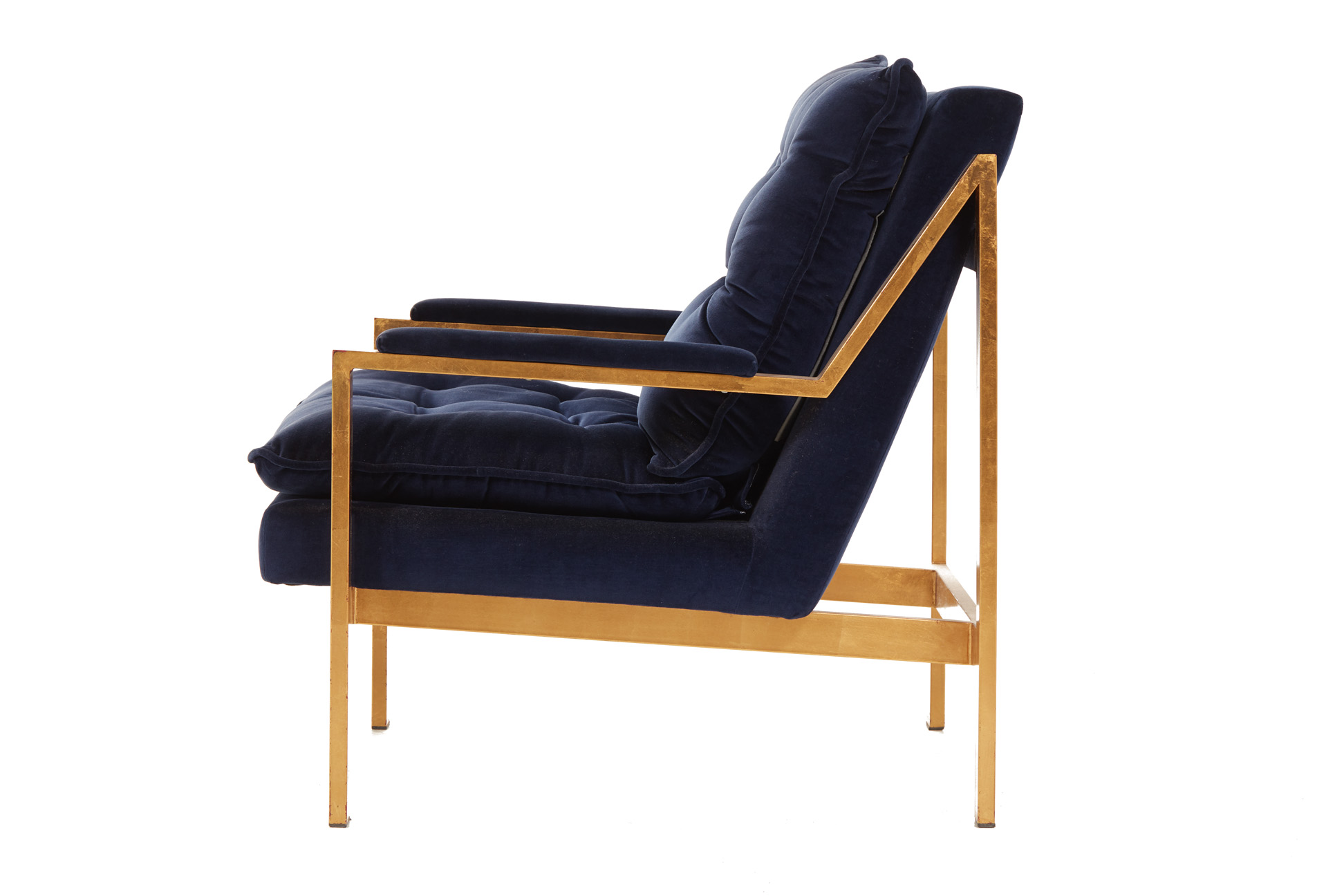 A CONTEMPORARY BLUE VELVET CHAIR - Image 2 of 5