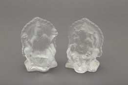 TWO LALIQUE CRYSTAL SCULPTURES OF HINDU DEITIES