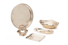 A GROUP OF SILVER PLATED DISHES
