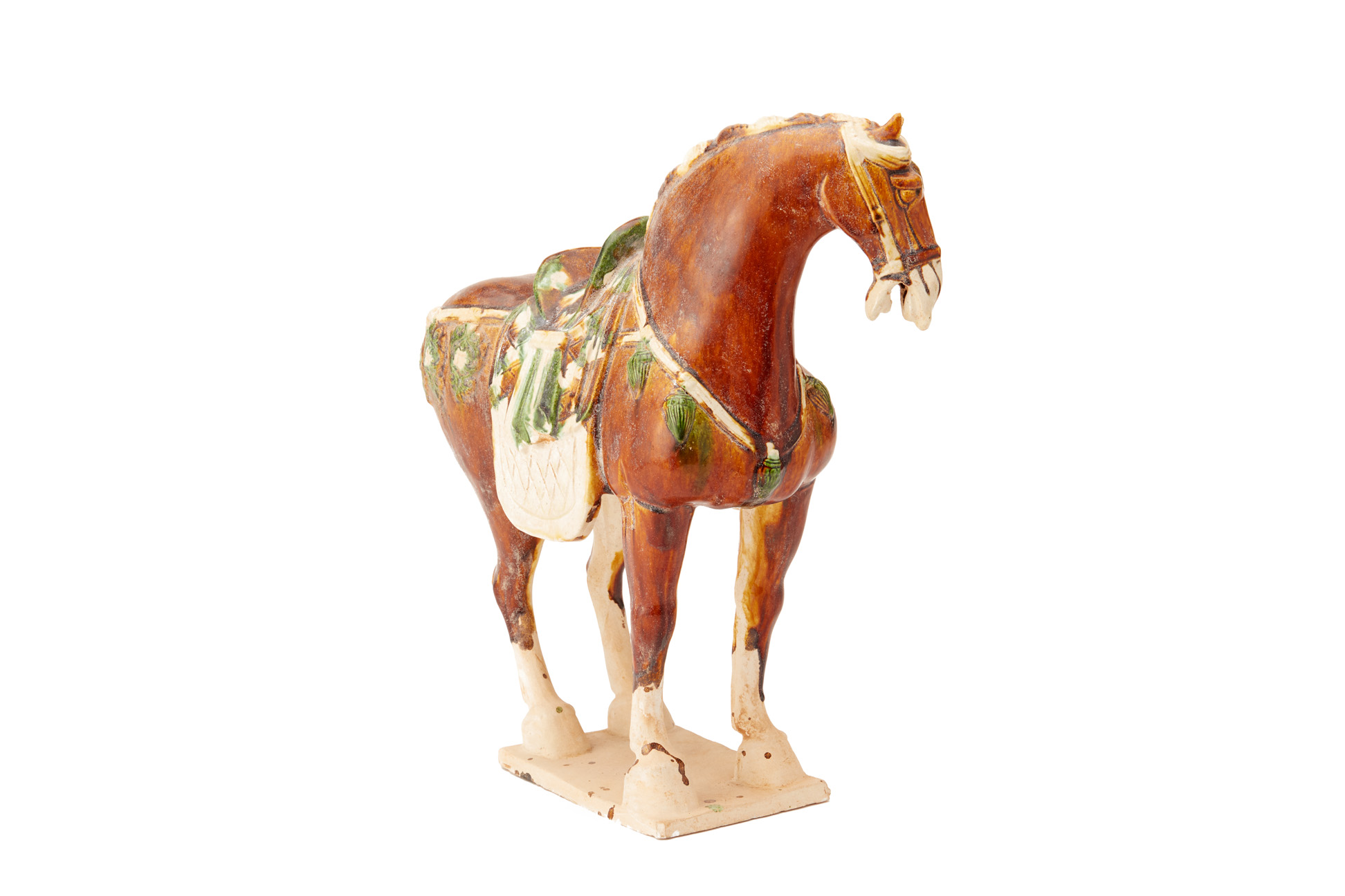 A CHINESE TANG STYLE SANCAI GLAZED MODEL OF A HORSE - Image 2 of 3