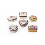 A GROUP OF SIX PORCELAIN BOXES