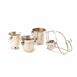 A GROUP OF SILVER PLATED BAR ITEMS