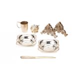 A GROUP OF SILVER PLATED ITEMS